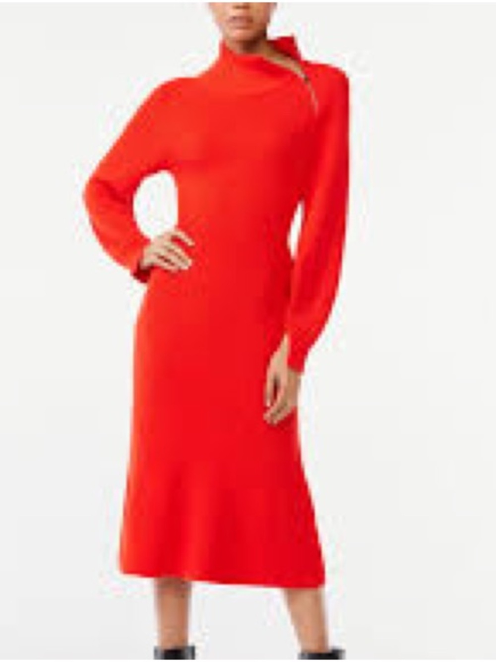 SCOOP Soft Knit Fit Flair Mock Neck Zip Dress RED sz L (14-16)